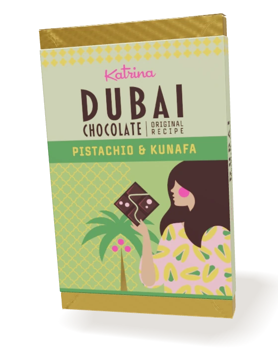 Katrina Pistachio & Kunafa packaging